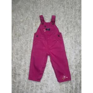 OshKosh B'gosh classic cotton pink floral embroidered bib-style overalls 12M